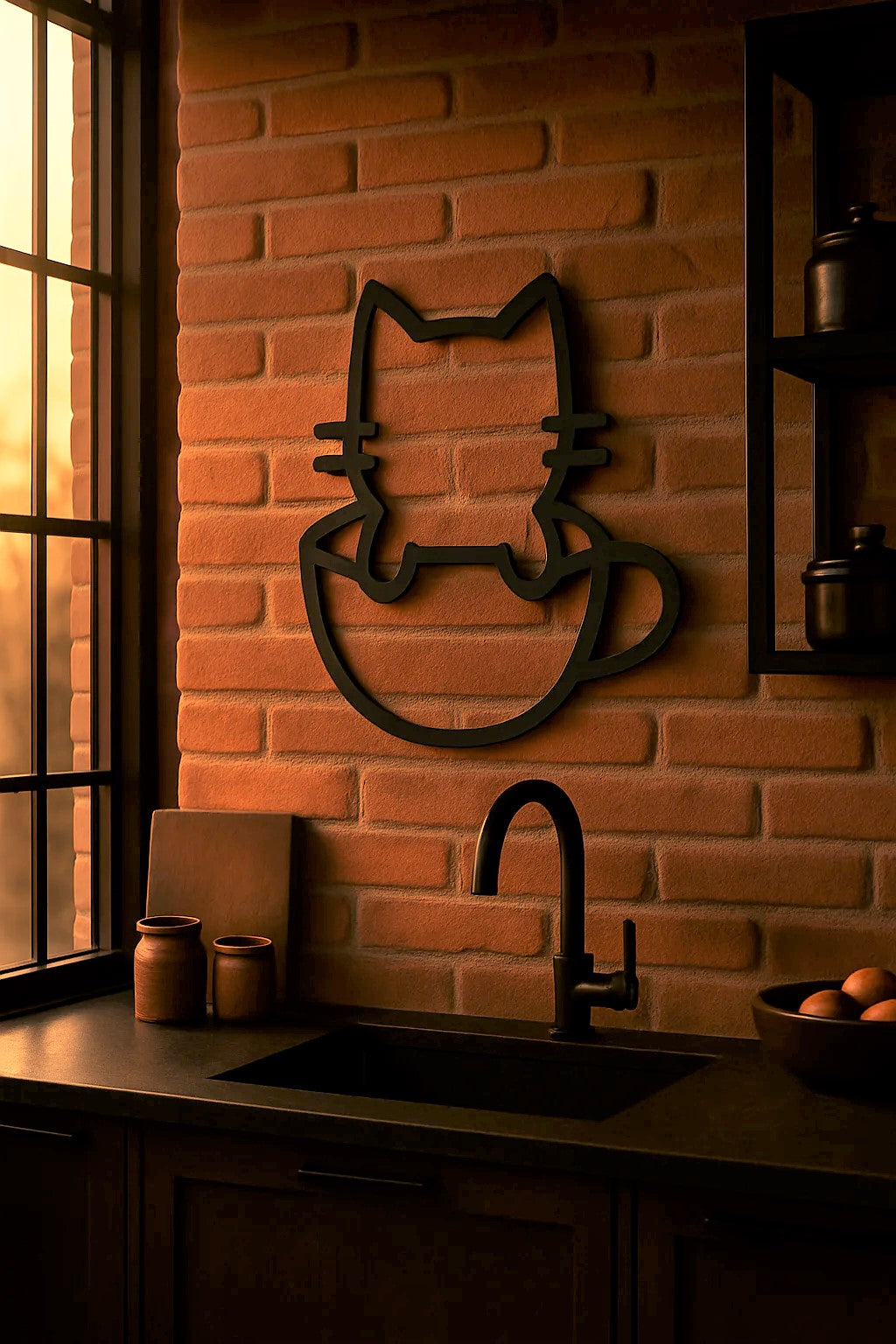 Coffeesigns - Wanddeko aus Metall mit Katzenmotiv