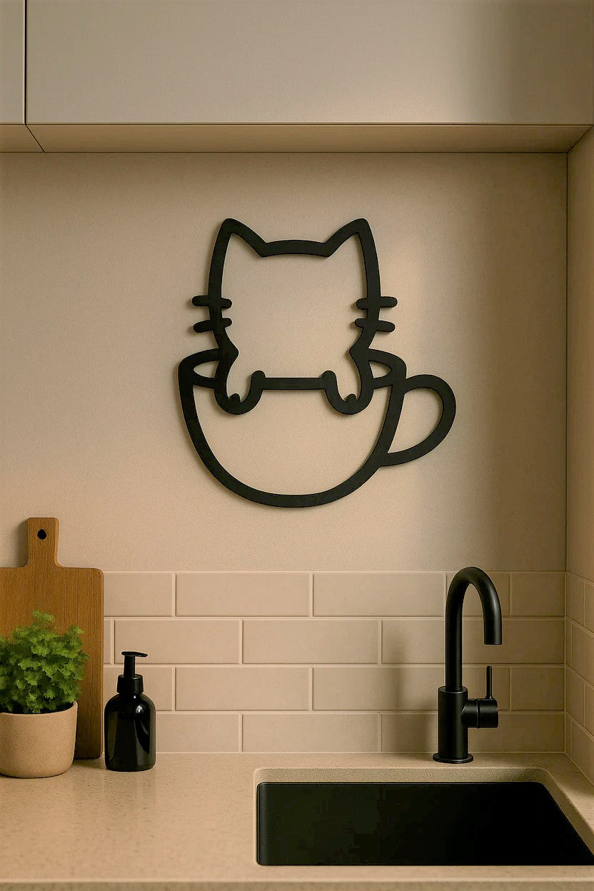 Coffeesigns - Wanddeko aus Metall mit Katzenmotiv